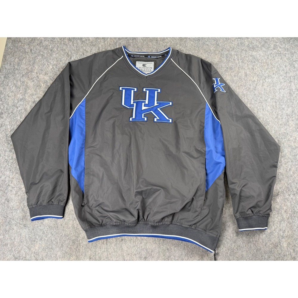 Colosseum Kentucky Wildcats Windshirt Mens L Gray Blue Pullover V-Neck NCAA Fan